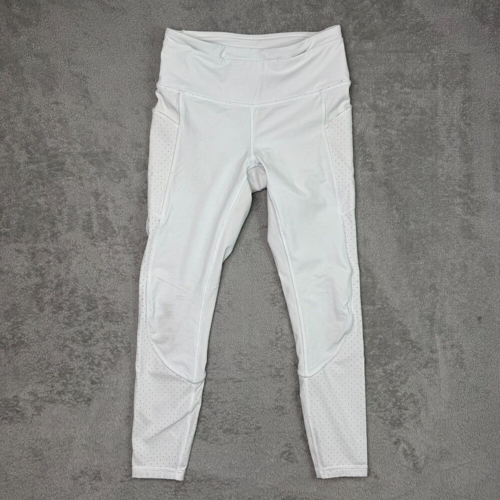 Lululemon Tight Stuff Tight 24" Leggings Womens White Perforated Running Yoga